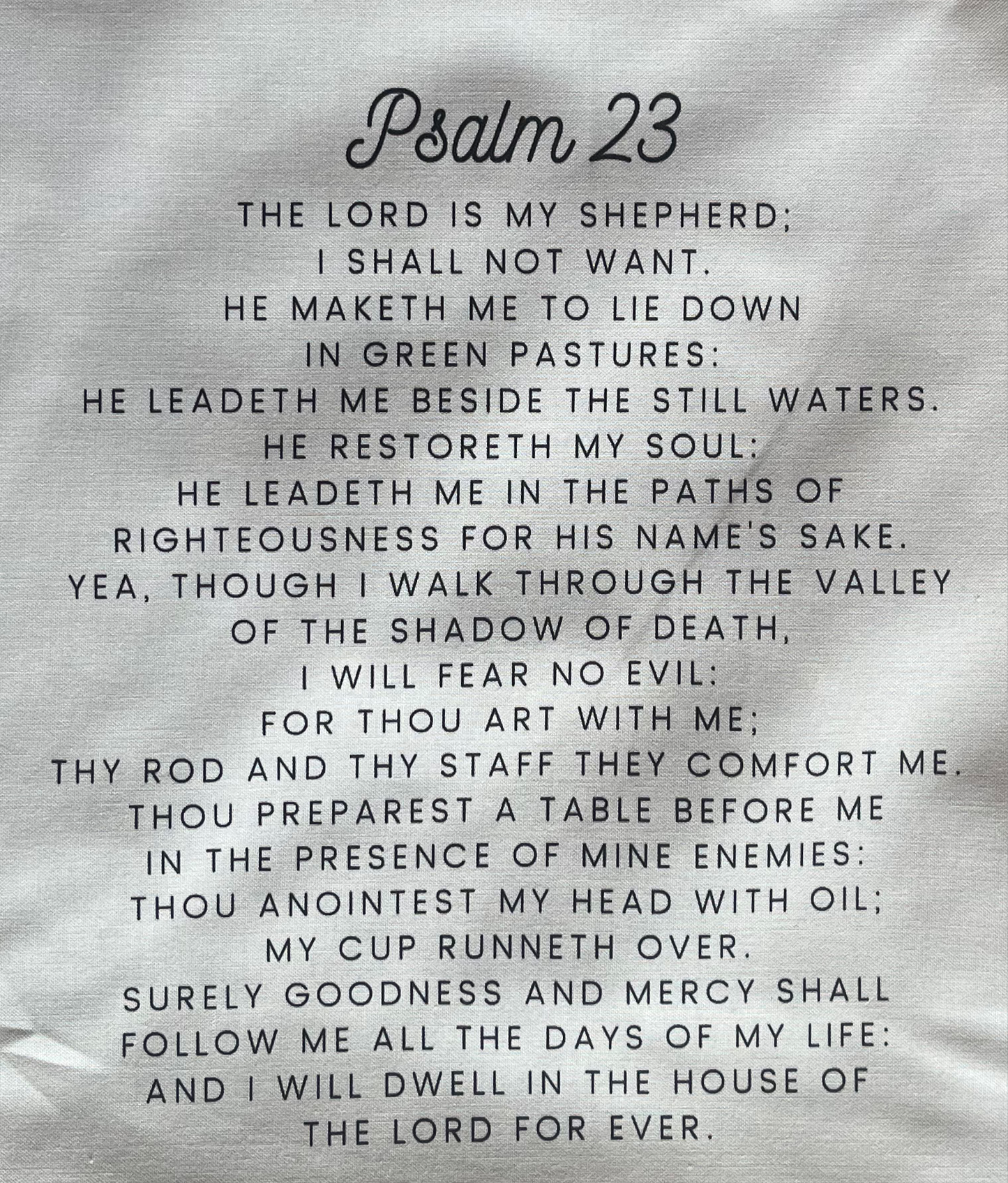 Psalm 23 KJV Precut Cotton Quilt Panel – Inspirational Fabric for Quilting & Crafts | White Cotton | 11.5" x 14"