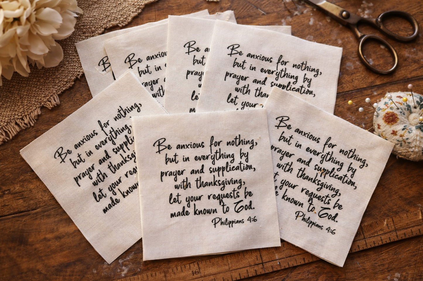 Philippians 4:6 5” quilt squares