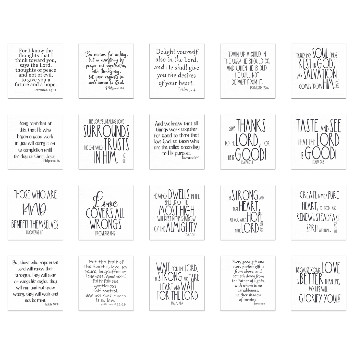 Set of 20 Scripture Bible Verse Precut Quilt Squares