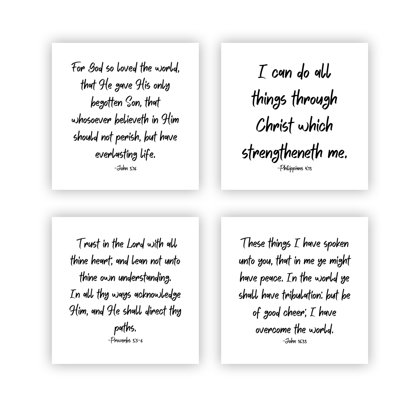 Bible Verse Fabric Charm Pack – Set of 10 Precut Quilt Squares | KJV Scripture on White Cotton
