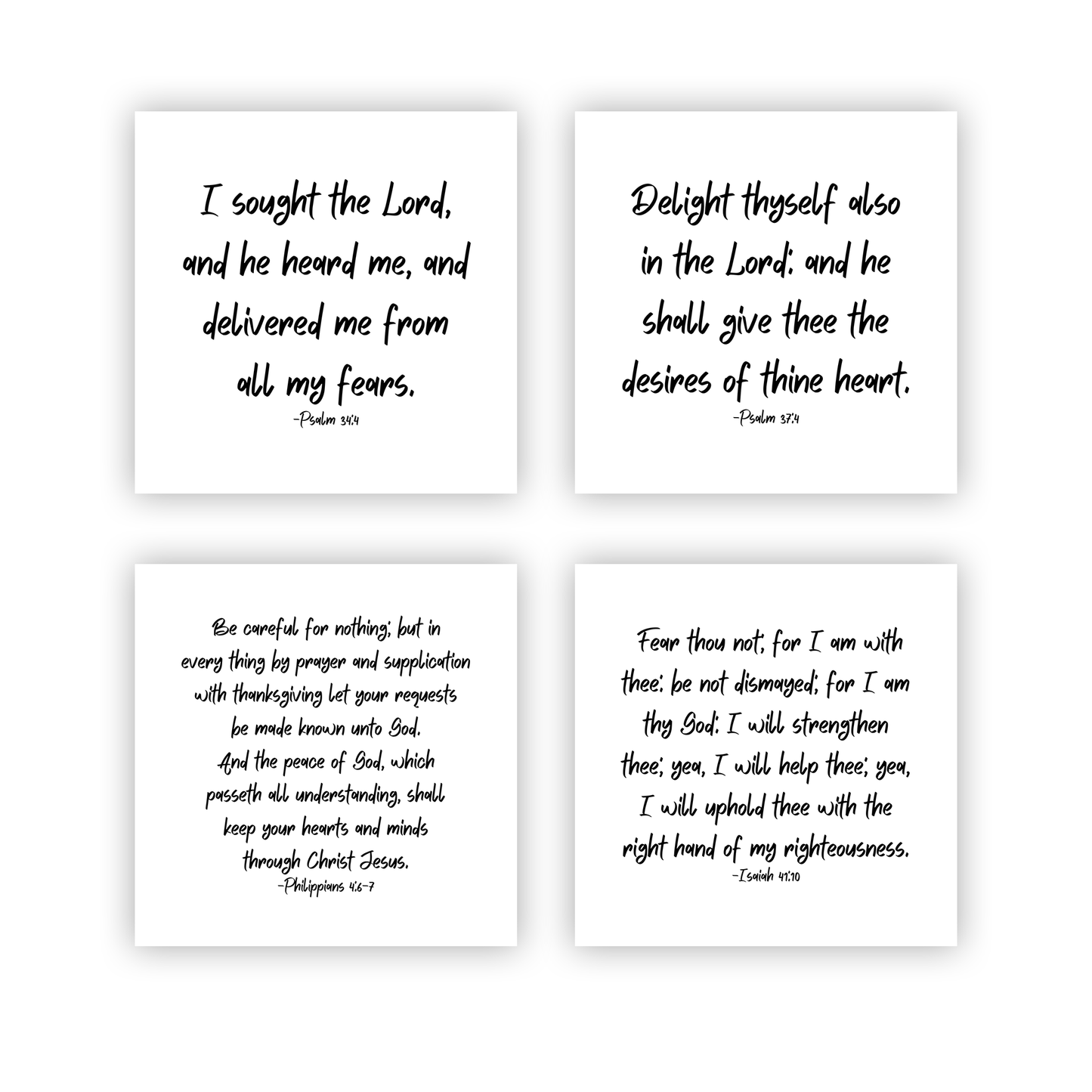 Bible Verse Fabric Charm Pack – Set of 10 Precut Quilt Squares | KJV Scripture on White Cotton