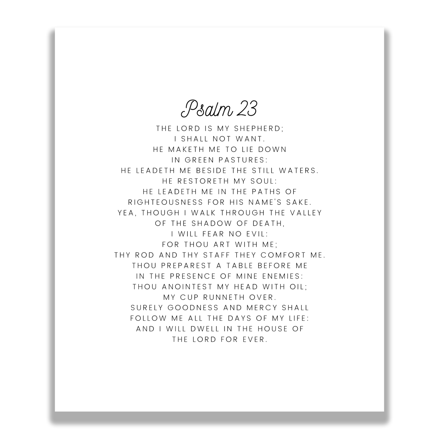 Psalm 23 KJV Precut Cotton Quilt Panel – Inspirational Fabric for Quilting & Crafts | White Cotton | 11.5" x 14"