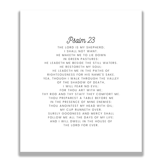 Psalm 23 KJV Precut Cotton Quilt Panel – Inspirational Fabric for Quilting & Crafts | White Cotton | 11.5" x 14"