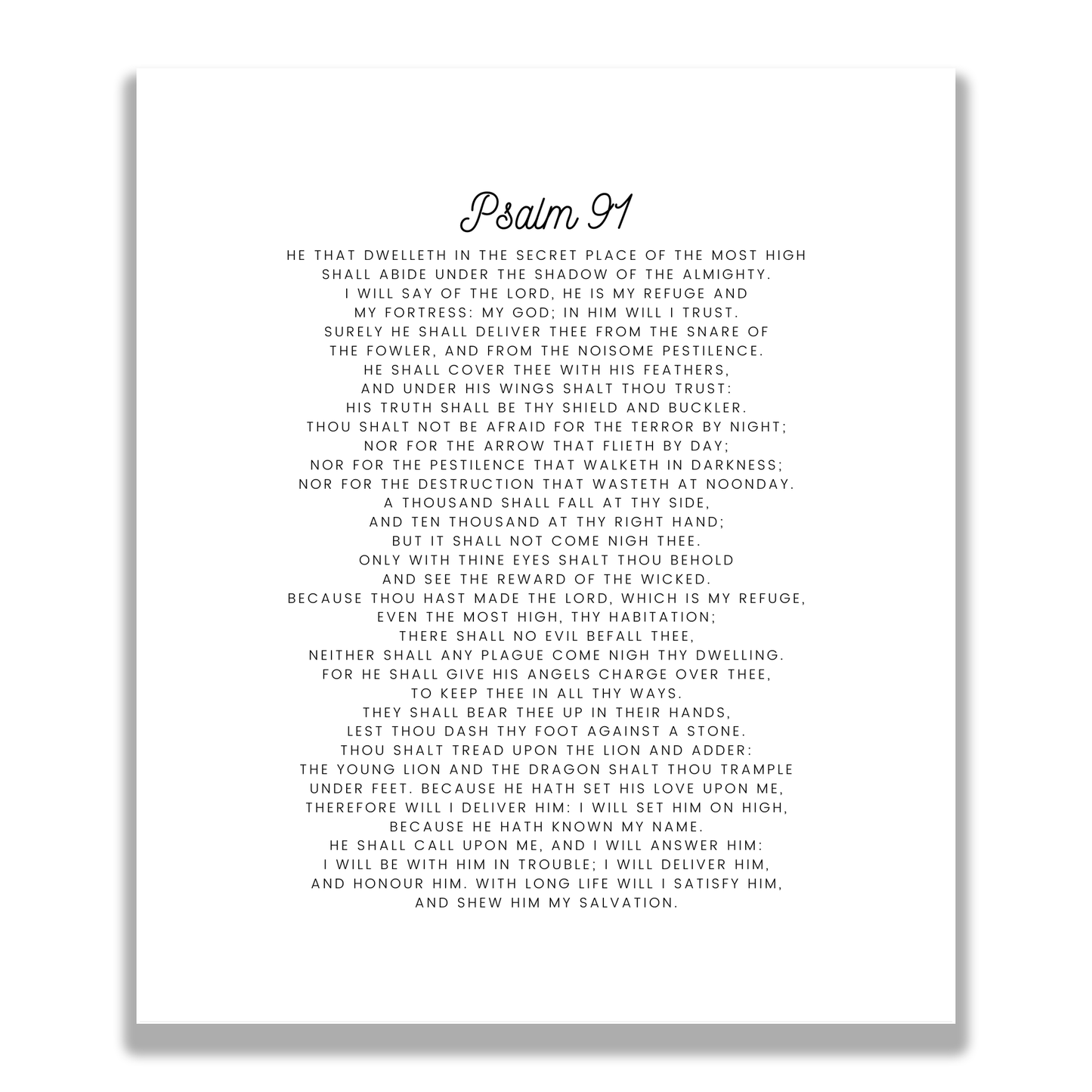 Psalm 91 KJV Precut Cotton Quilt Panel – Inspirational Fabric for Quilting & Crafts | White Cotton | 11.5" x 14"