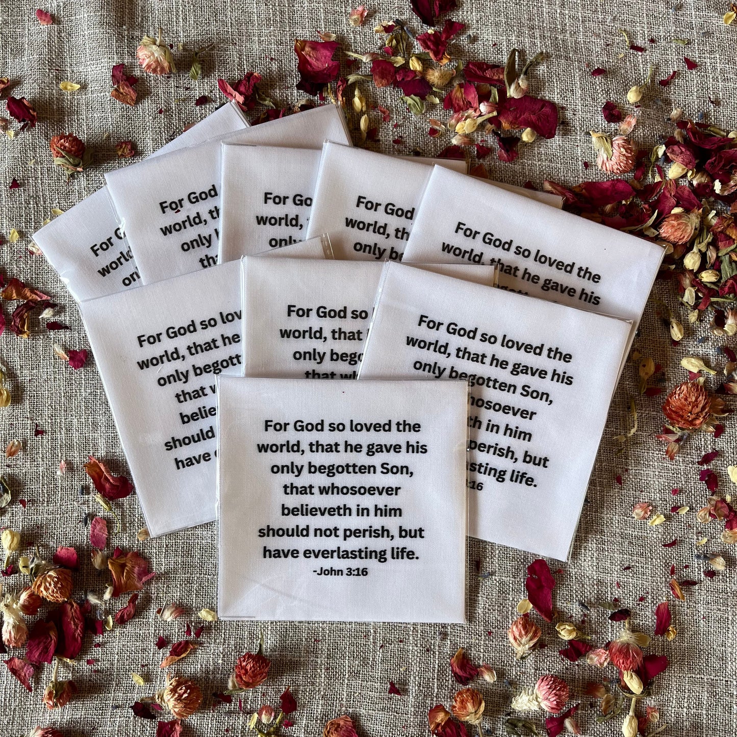 John 3:16 KJV Precut Quilt Square – Christian Cotton Fabric for Sewing & Quilting