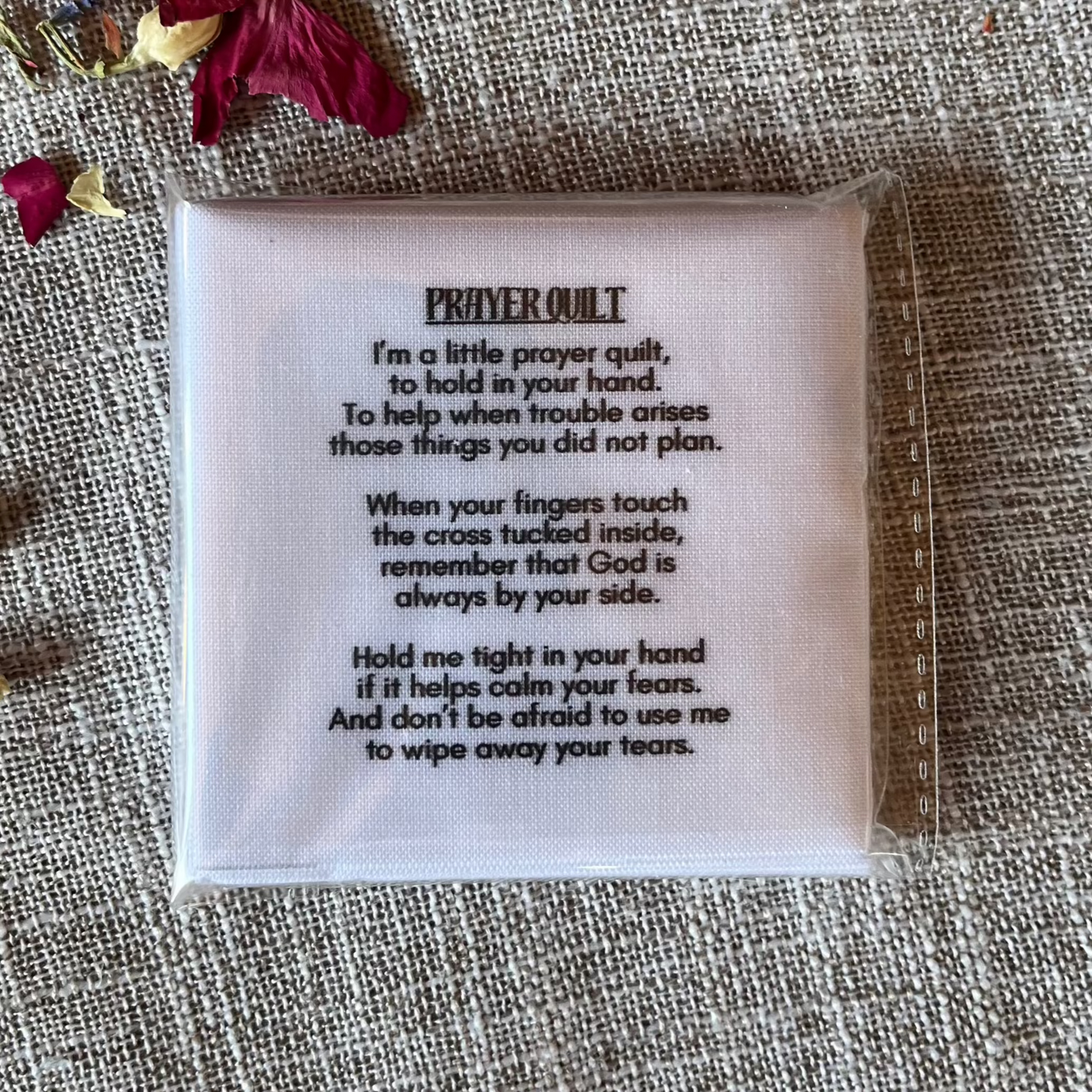 Set of 30 Precut 3” Pocket Prayer Poem Labels – Christian Fabric Quilt Squares for Sewing & Crafting