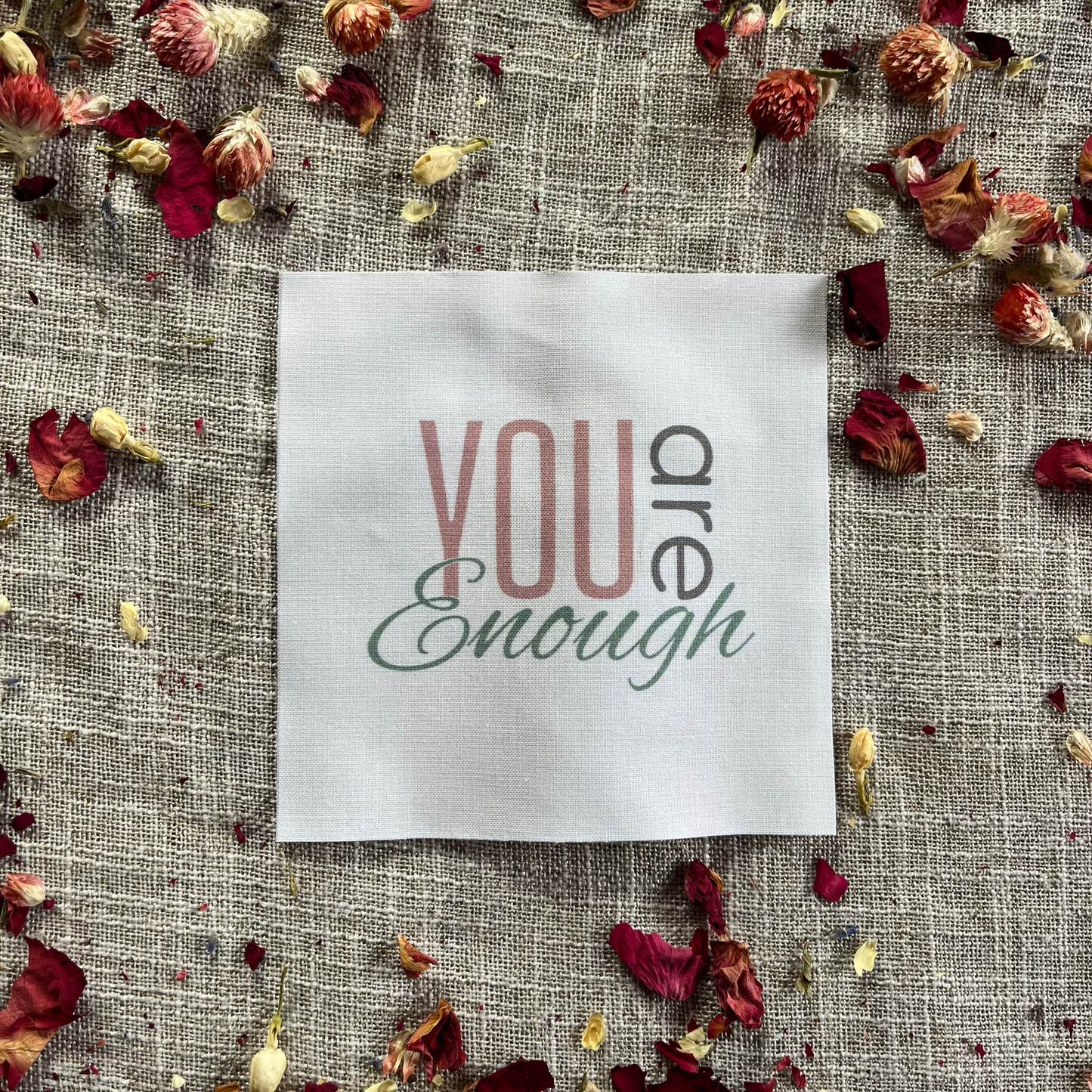 5" Precut Cotton Quilt Square | Encouraging Fabric for Quilting & Crafts | You are Enough | Pack of 1 or 5