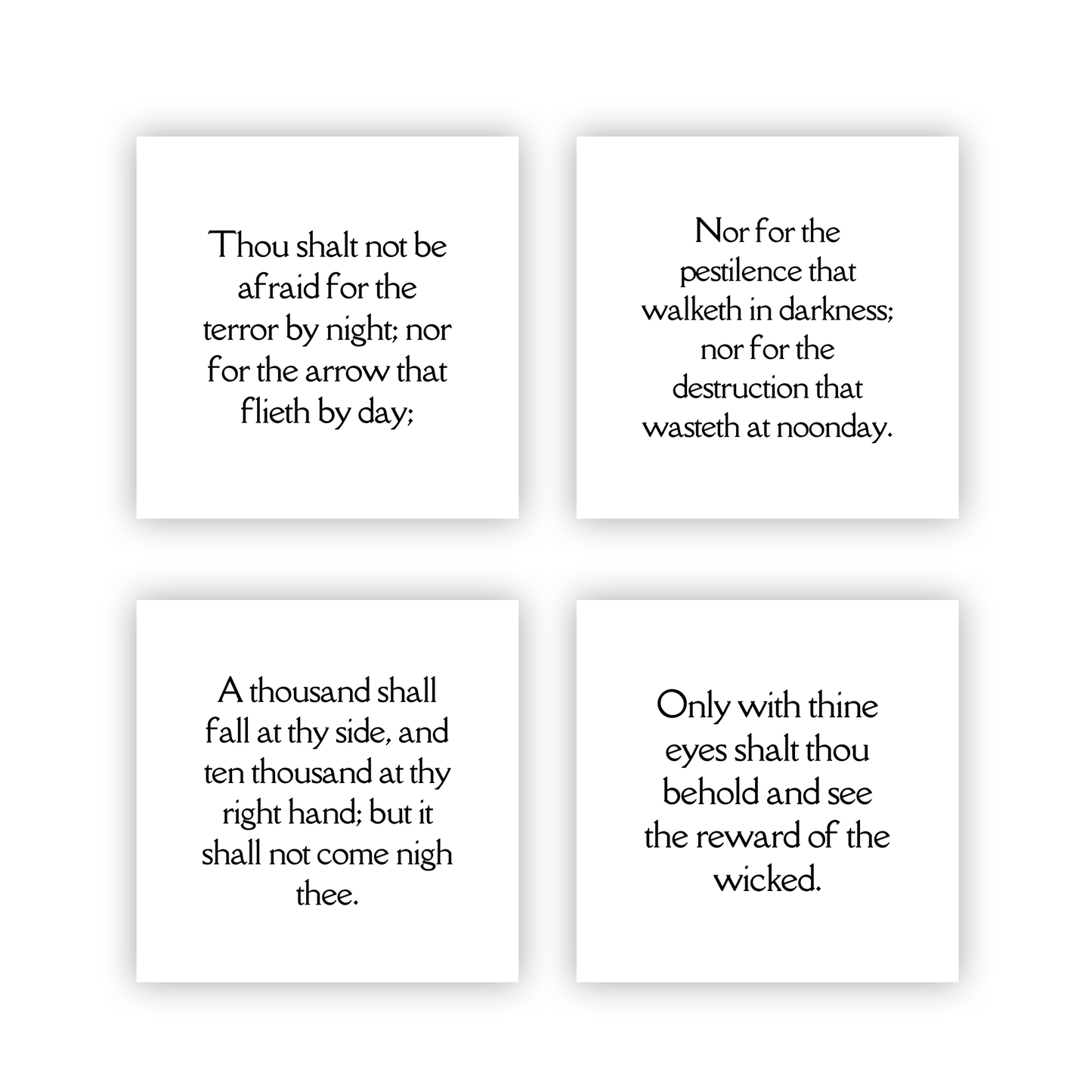 Psalm 91 KJV Precut Quilt Squares – Fabric Charm Pack on White Cotton | Bible Verse Quilt Blocks