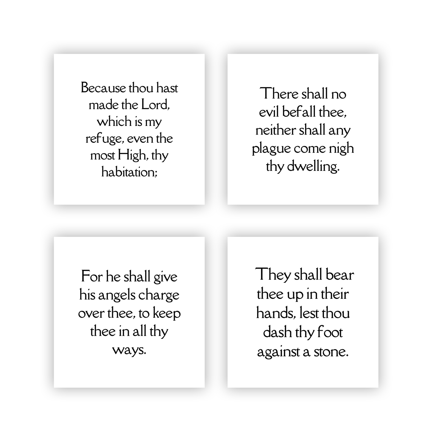 Psalm 91 KJV Precut Quilt Squares – Fabric Charm Pack on White Cotton | Bible Verse Quilt Blocks