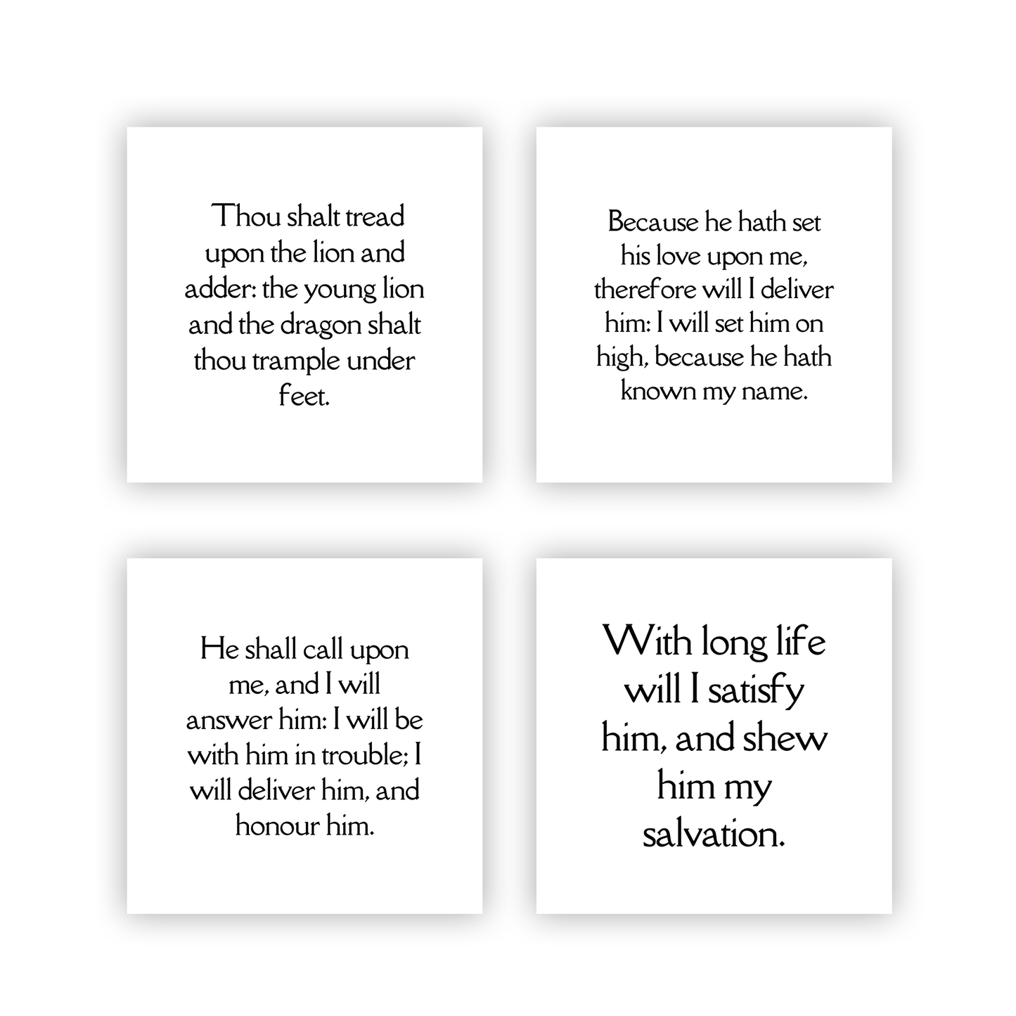 Psalm 91 KJV Precut Quilt Squares – Fabric Charm Pack on White Cotton | Bible Verse Quilt Blocks