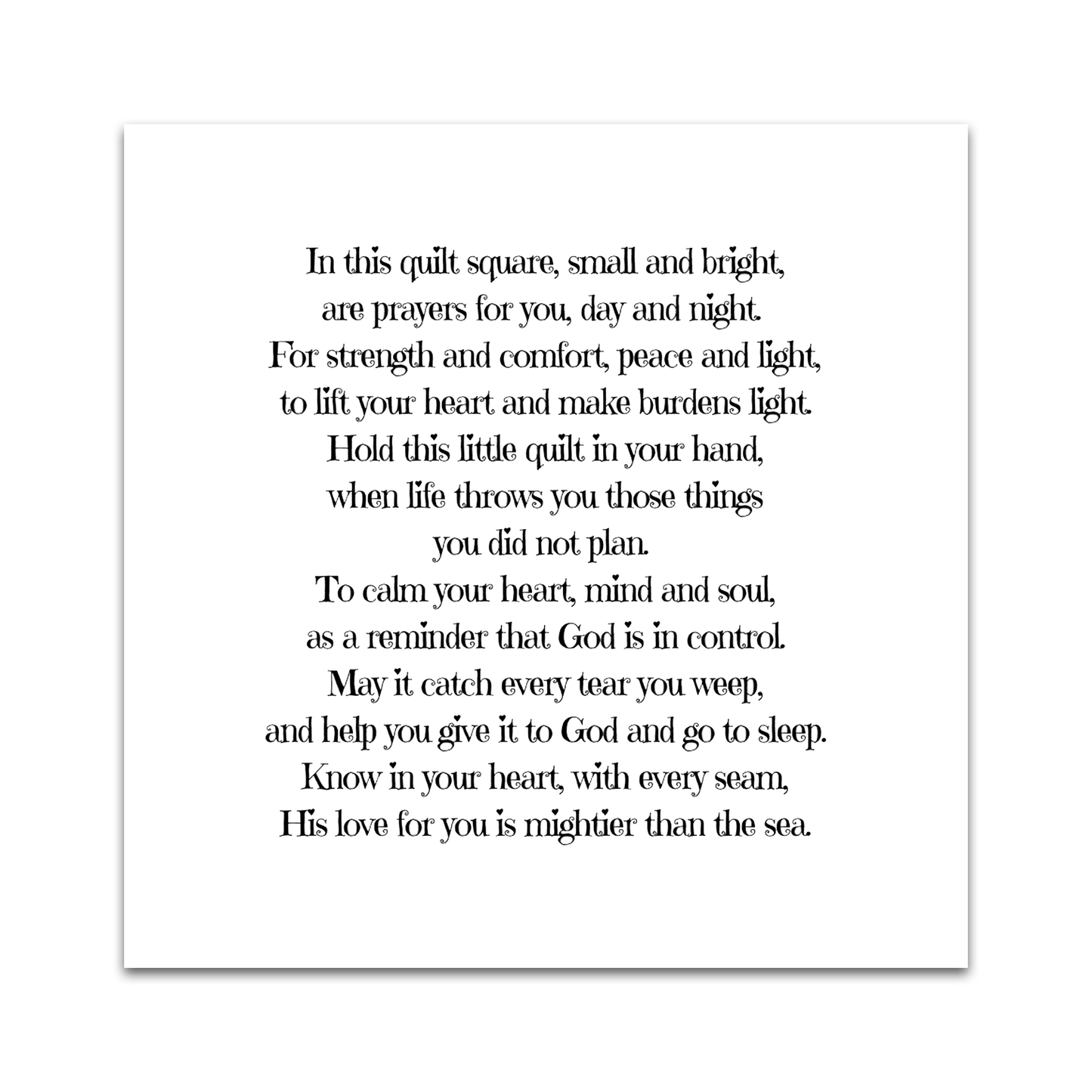 Set of 30 Precut 3” Pocket Prayer Quilt Poem Labels – Christian Fabric Quilt Squares for Sewing & Crafting