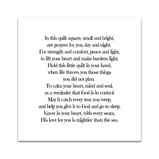 Set of 30 Precut 3” Pocket Prayer Quilt Poem Labels – Christian Fabric Quilt Squares for Sewing & Crafting