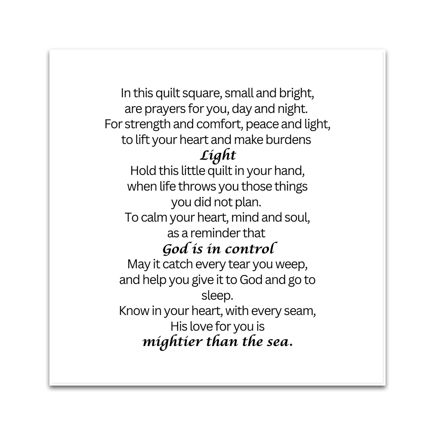 Set of 30 Precut 3” Pocket Prayer Quilt Poem Labels – Christian Fabric Quilt Squares for Sewing & Crafting