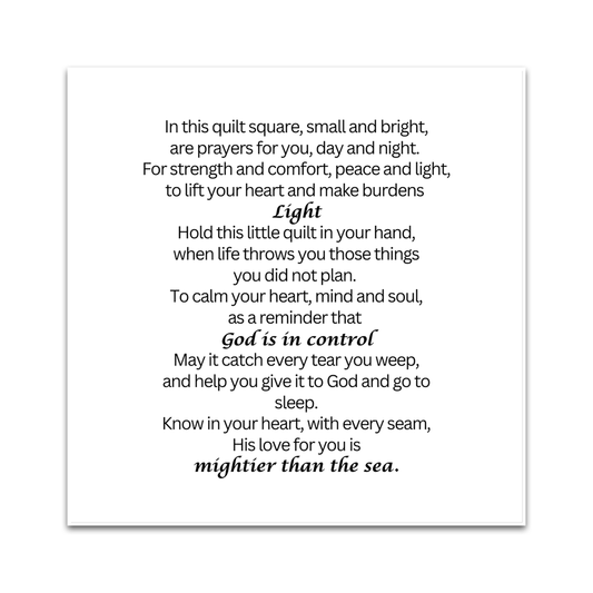 Set of 30 Precut 3” Pocket Prayer Quilt Poem Labels – Christian Fabric Quilt Squares for Sewing & Crafting