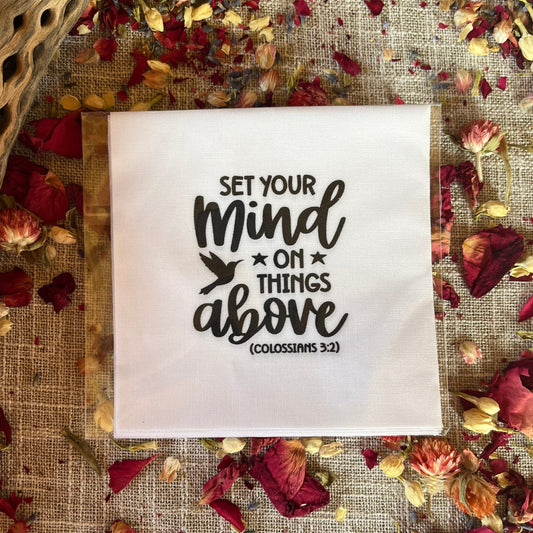 Precut Bible Quilt Square - Set Your Mind on Things Above, Colossians 3:2