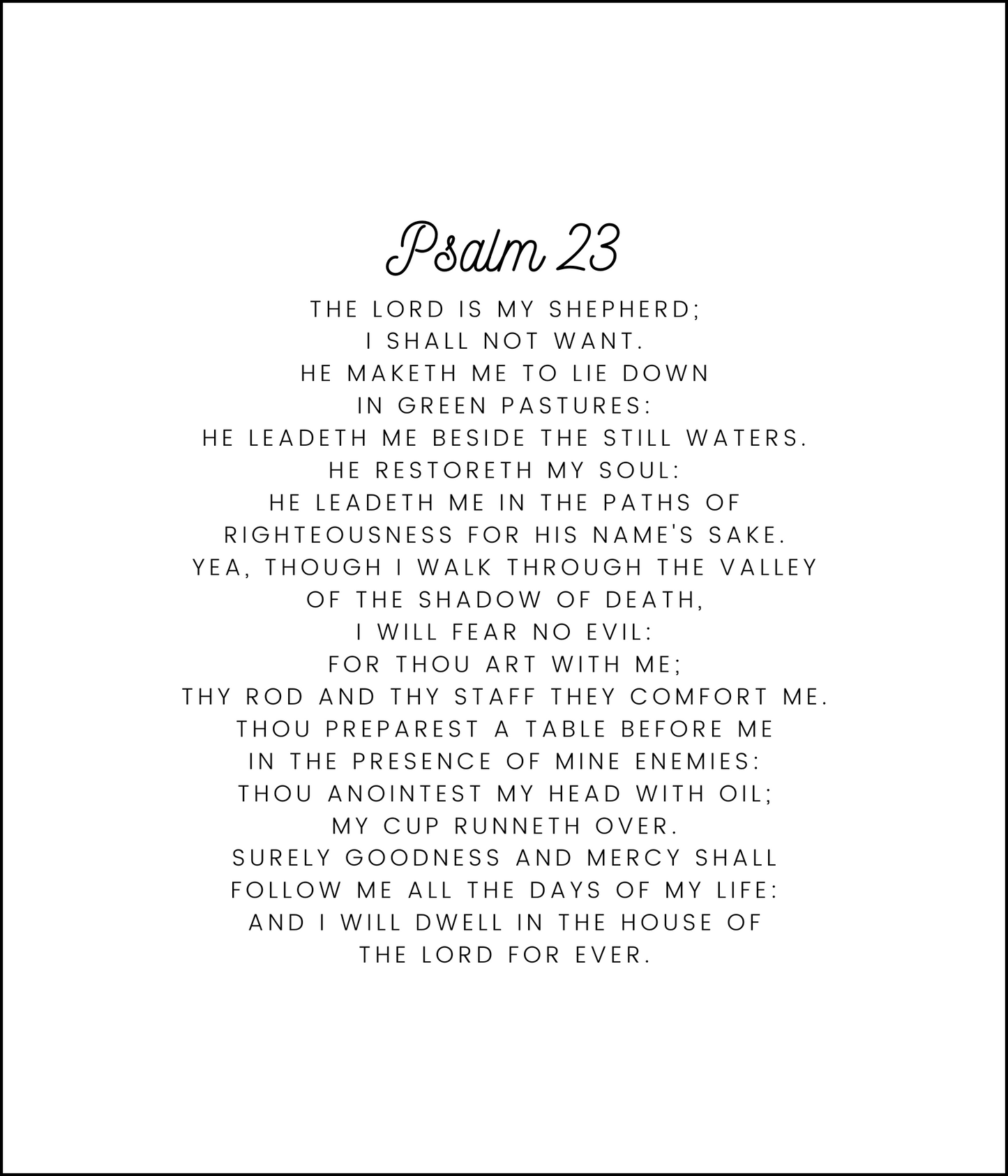 Psalm 23 KJV Precut Cotton Quilt Panel – Inspirational Fabric for Quilting & Crafts | White Kona Cotton | 11.5" x 14"