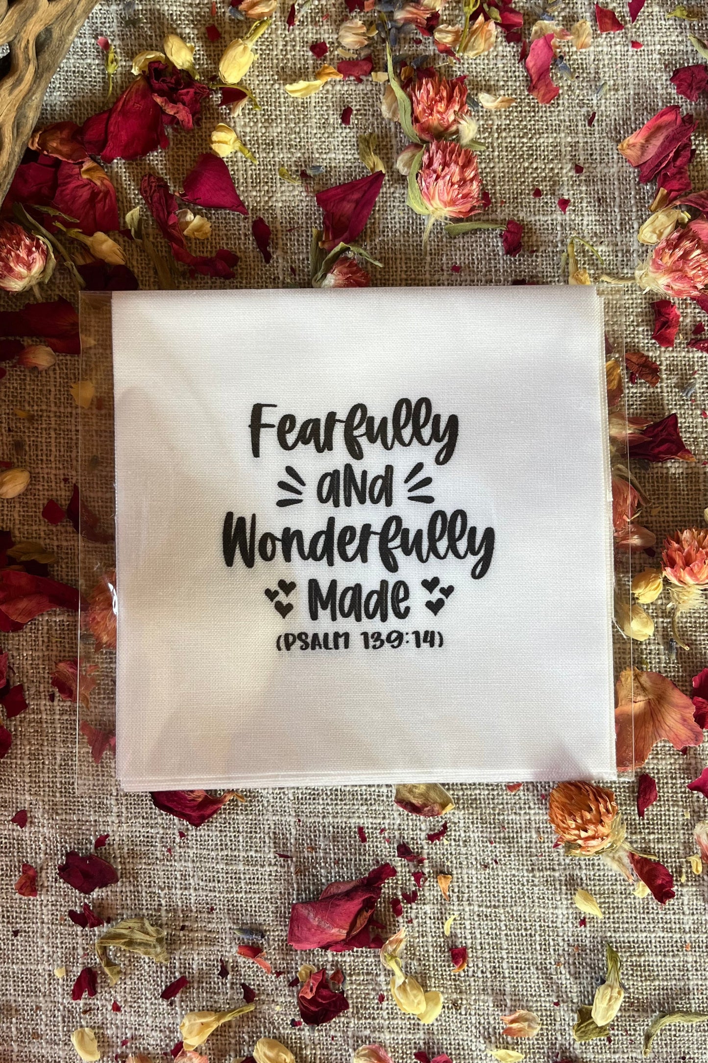 Precut Bible Quilt Square - Fearfully and Wonderfully Made, Psalm 139:14