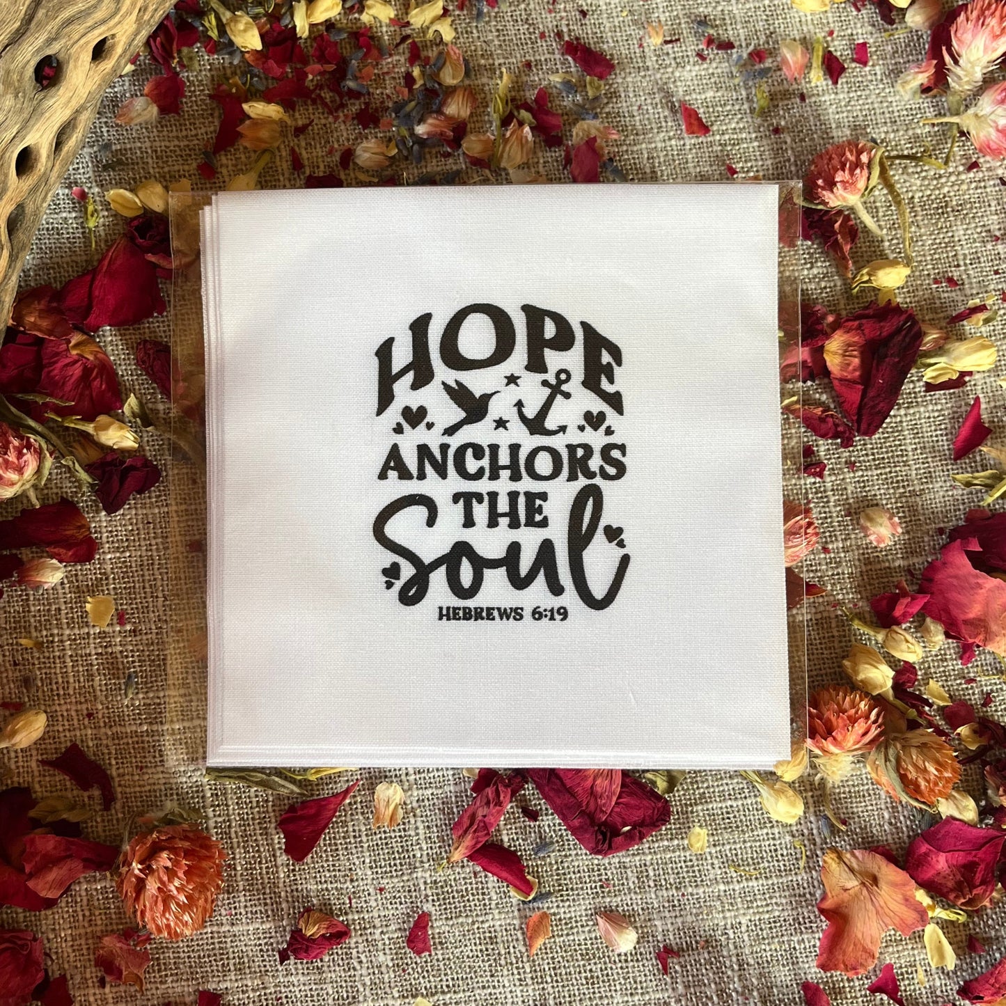 Precut Bible Quilt Square - Hope Anchors the Soul, Hebrews 6:19