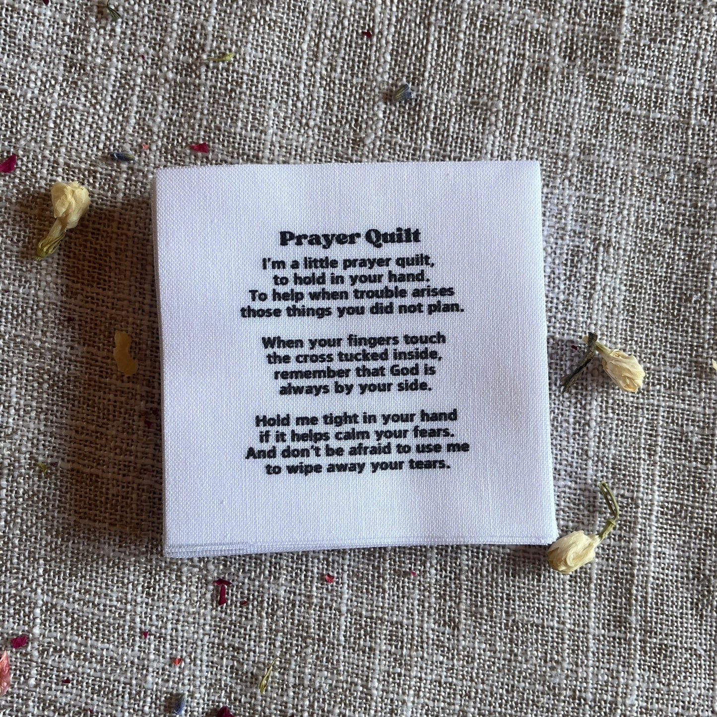 Set of 30 Precut 3” Pocket Prayer Quilt Poem Labels – Christian Fabric Quilt Squares for Sewing & Crafting