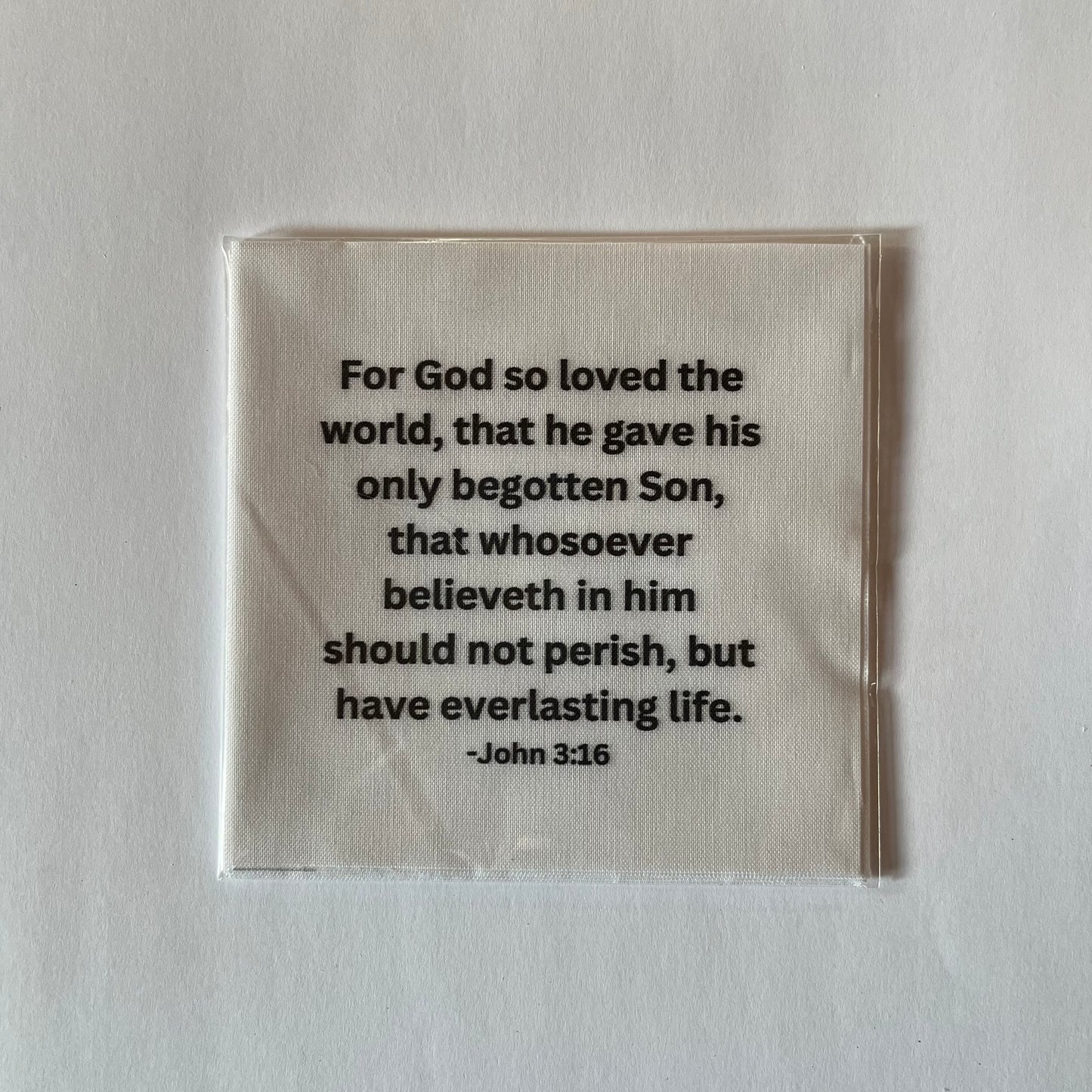 John 3:16 KJV Precut Quilt Square – 4.5” Christian Cotton Fabric for Sewing & Quilting