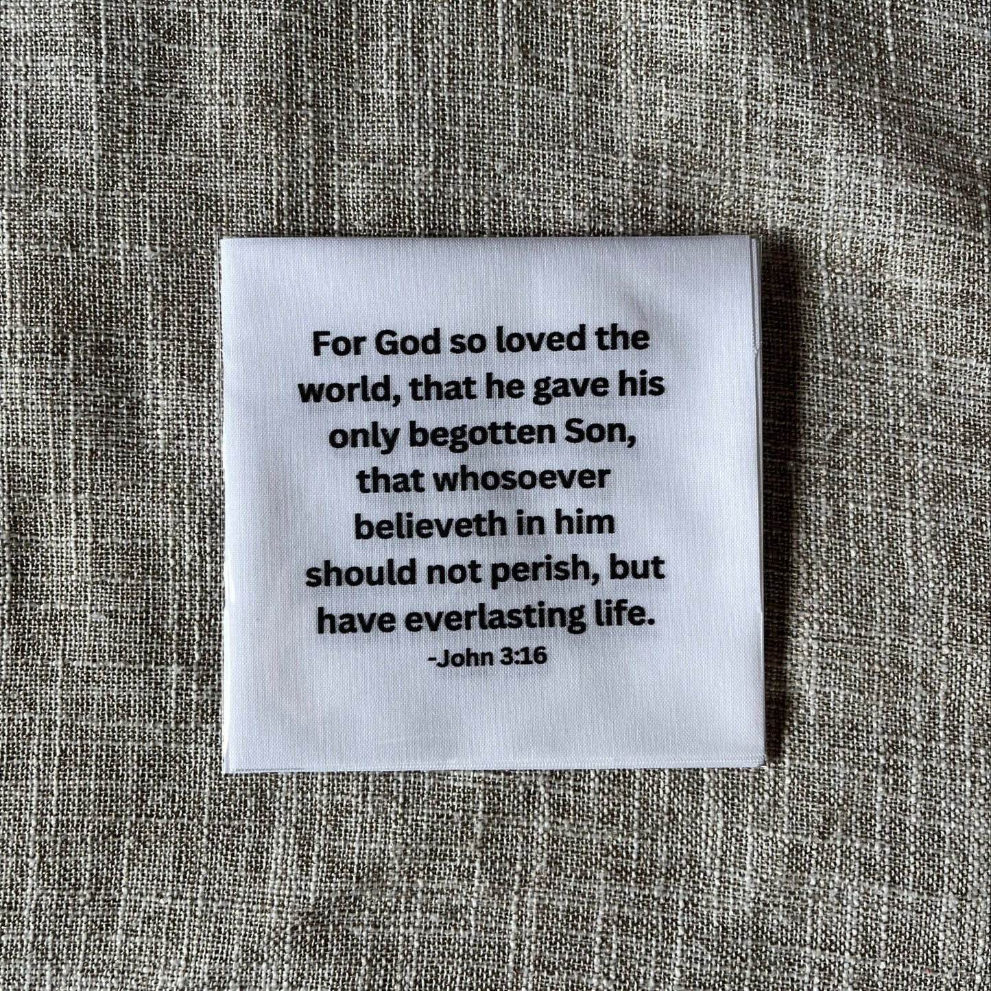 John 3:16 KJV Precut Quilt Square – 4.5” Christian Cotton Fabric for Sewing & Quilting