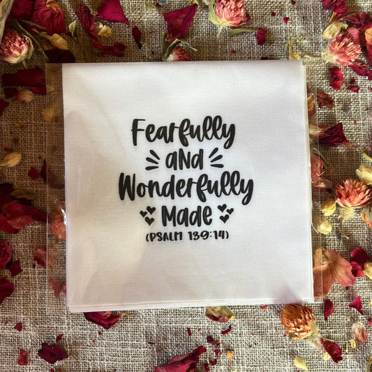 Precut Bible Quilt Square - Fearfully and Wonderfully Made, Psalm 139:14