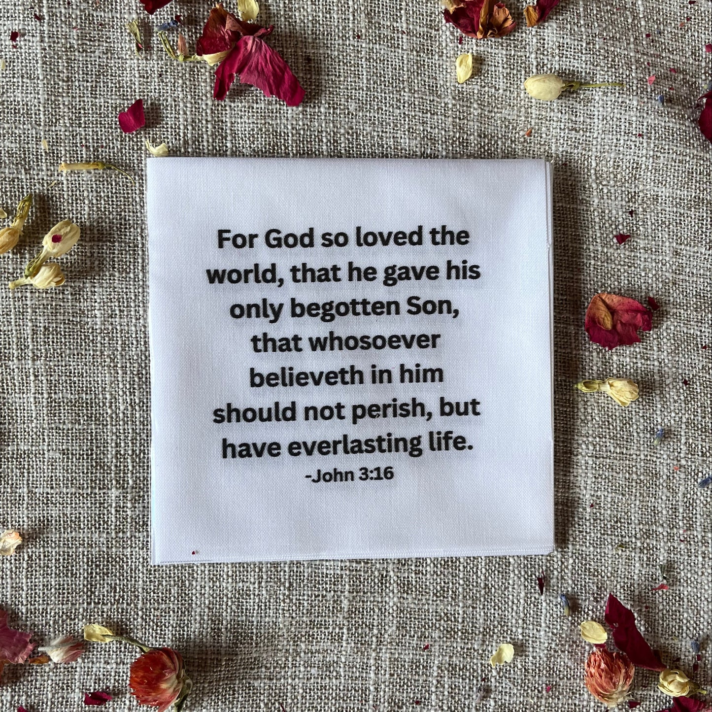 John 3:16 KJV Precut Quilt Square – 4.5” Christian Cotton Fabric for Sewing & Quilting