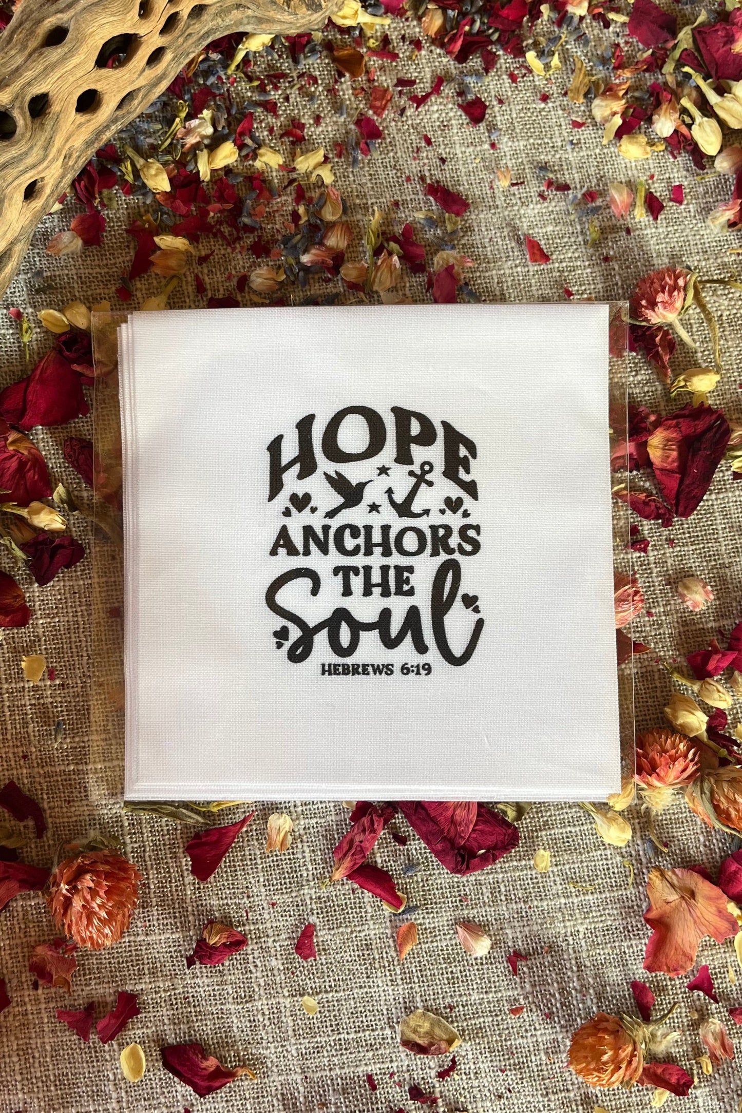 Precut Bible Quilt Square - Hope Anchors the Soul, Hebrews 6:19