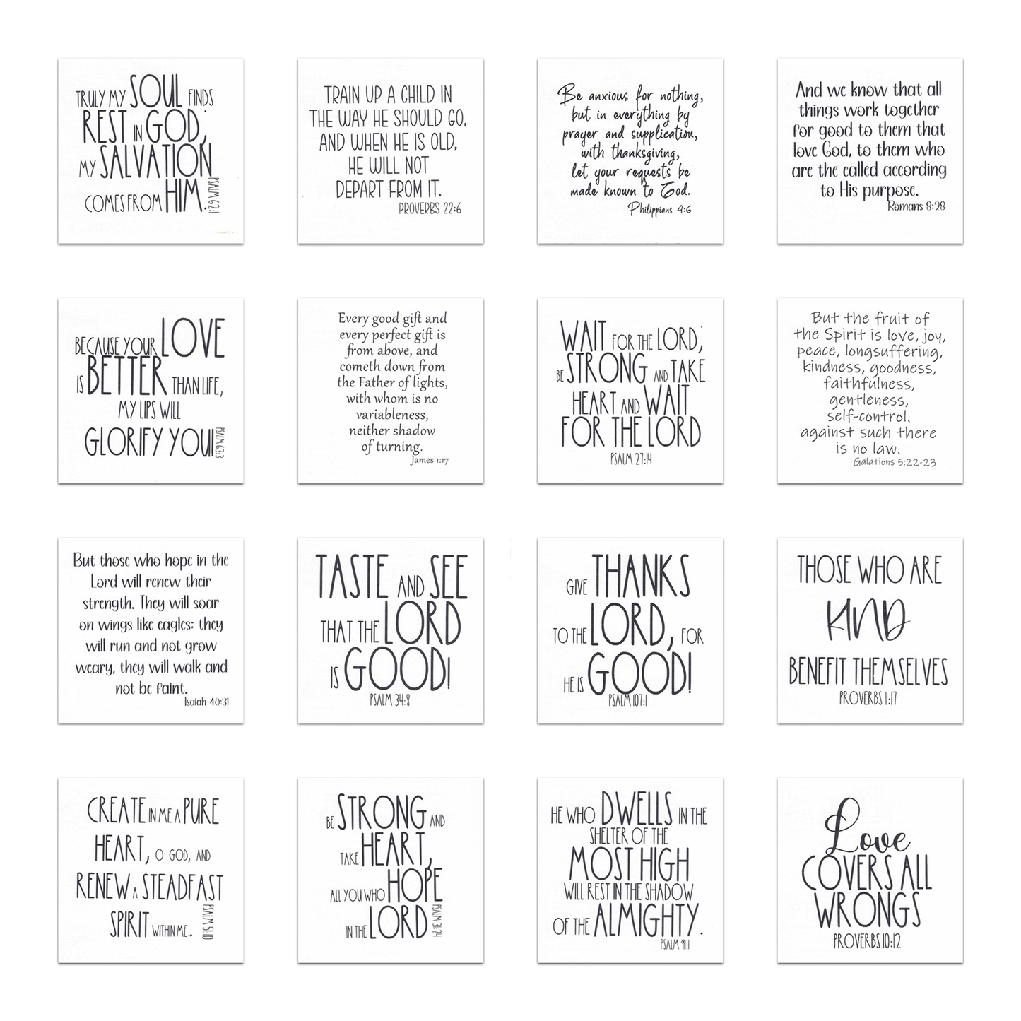 Set of 20 Scripture Bible Verse Precut Quilt Squares