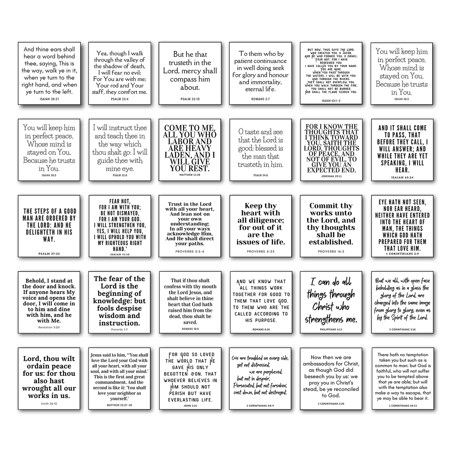 Set of 30 Bible Verse Quilt Squares