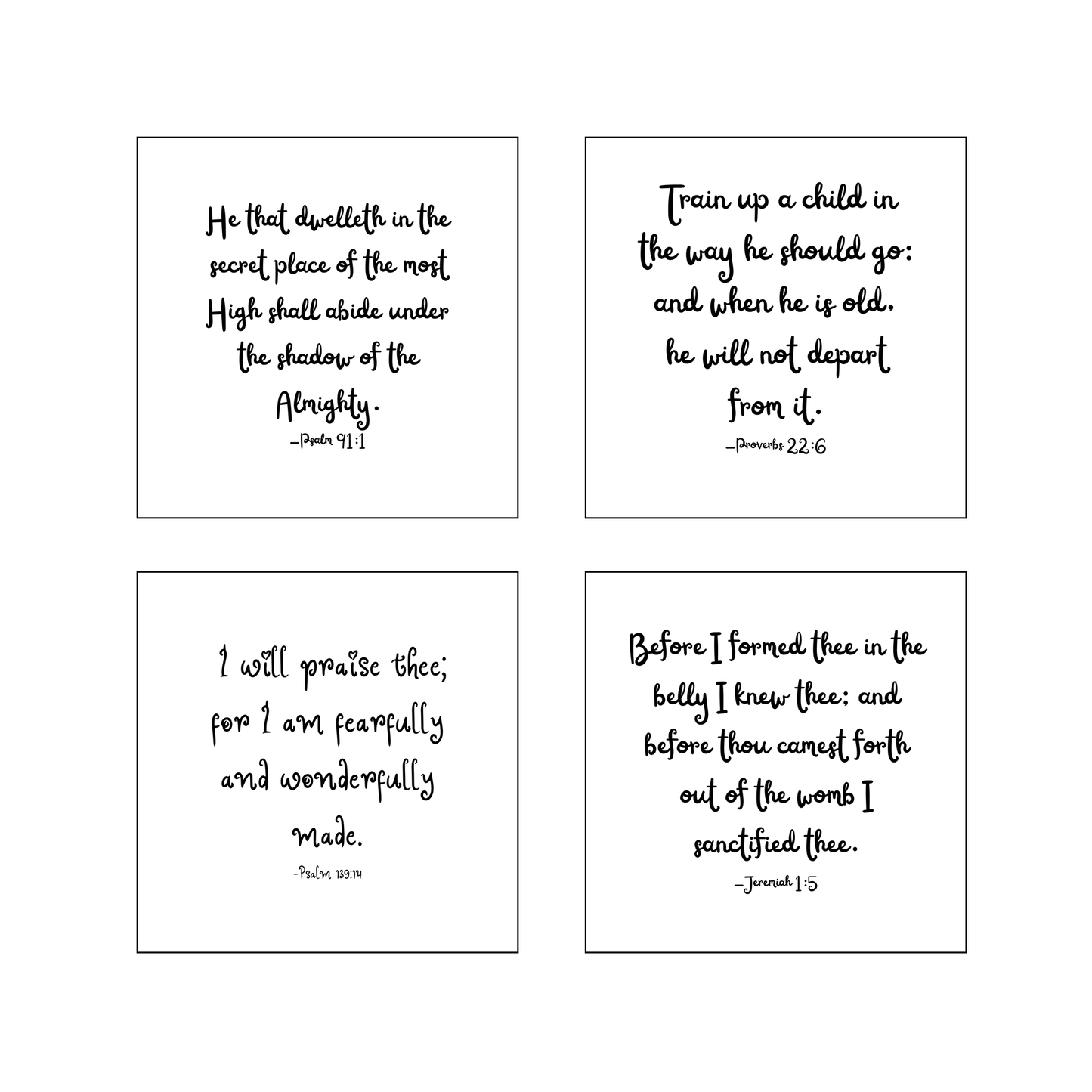 Set of 16 Precut Baby-Themed Bible Verse Quilt Squares