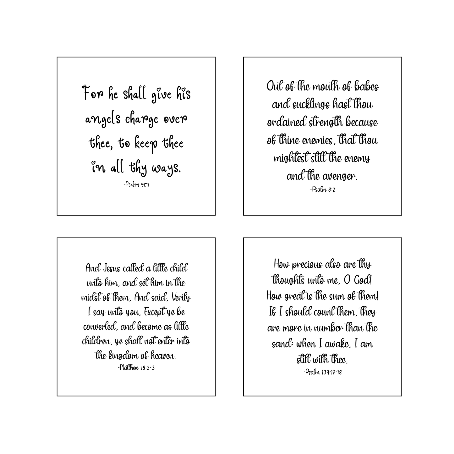 Set of 16 Precut Baby-Themed Bible Verse Quilt Squares