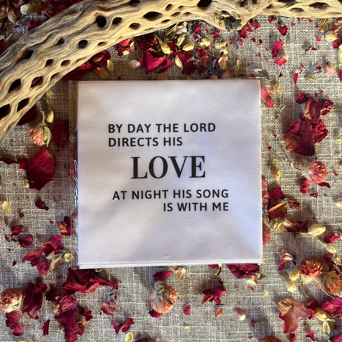 By Day The Lord Directs His Love, By Night His Song is With Me Precut Christian Bible Quilt Square