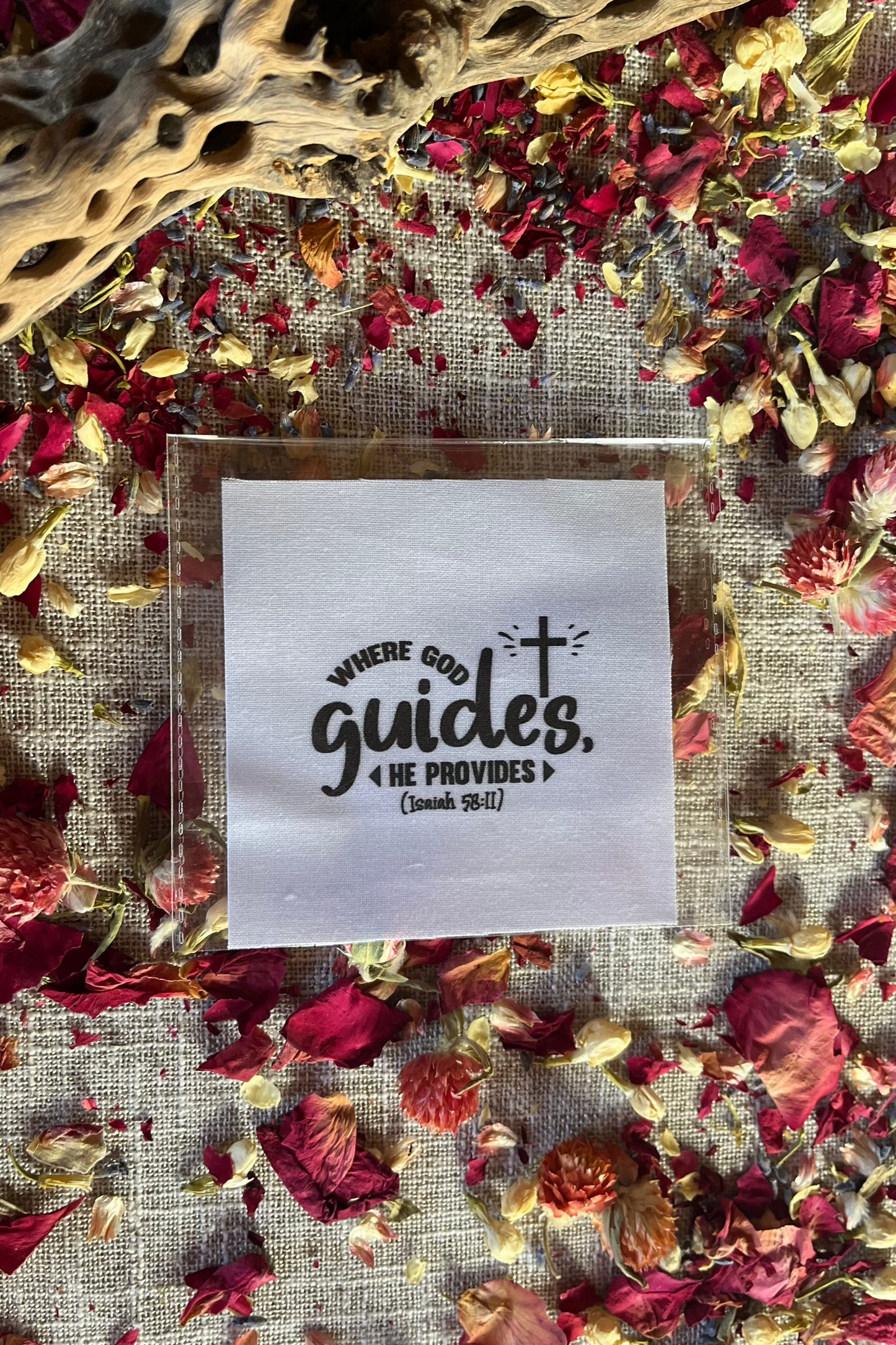 Precut Bible Quilt Square - Where God Guides, He Provides, Isaiah 58:11