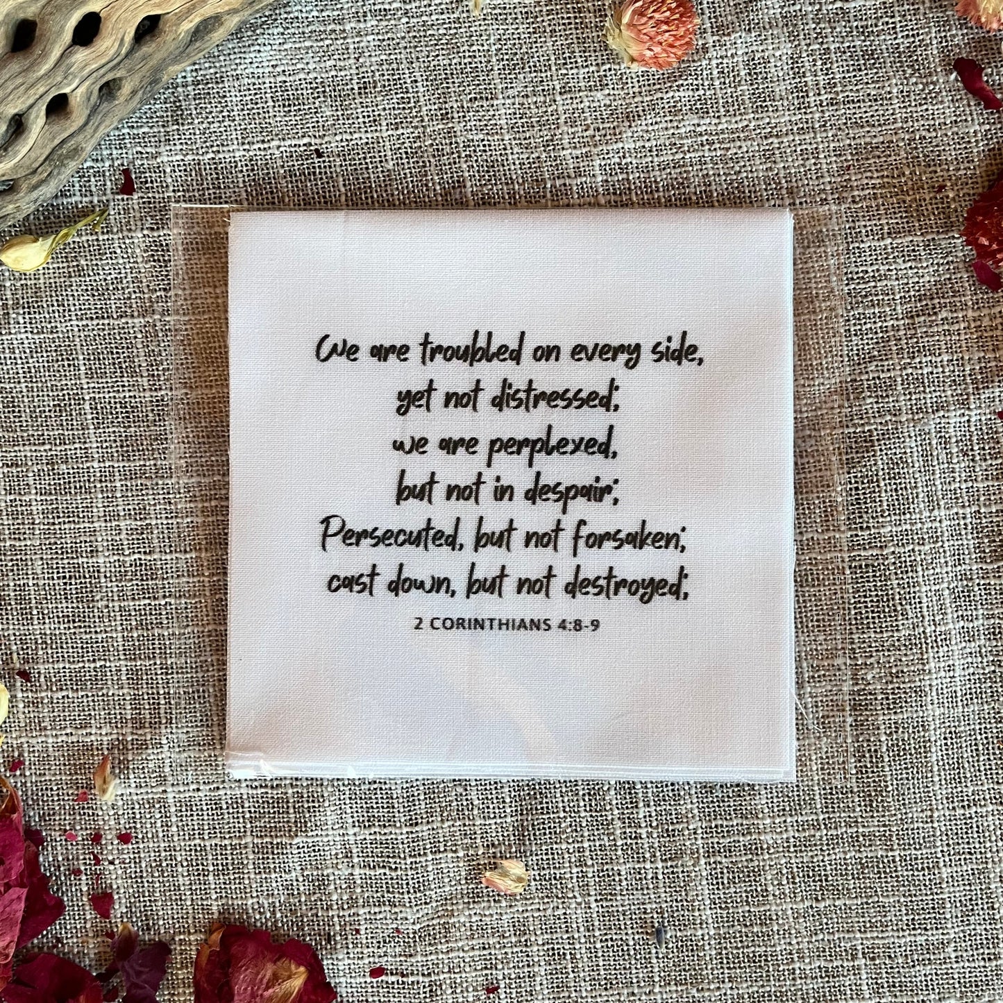 Bible Verse Fabric Charm Pack – Set of 10 Precut Quilt Squares | KJV Scripture on White Cotton