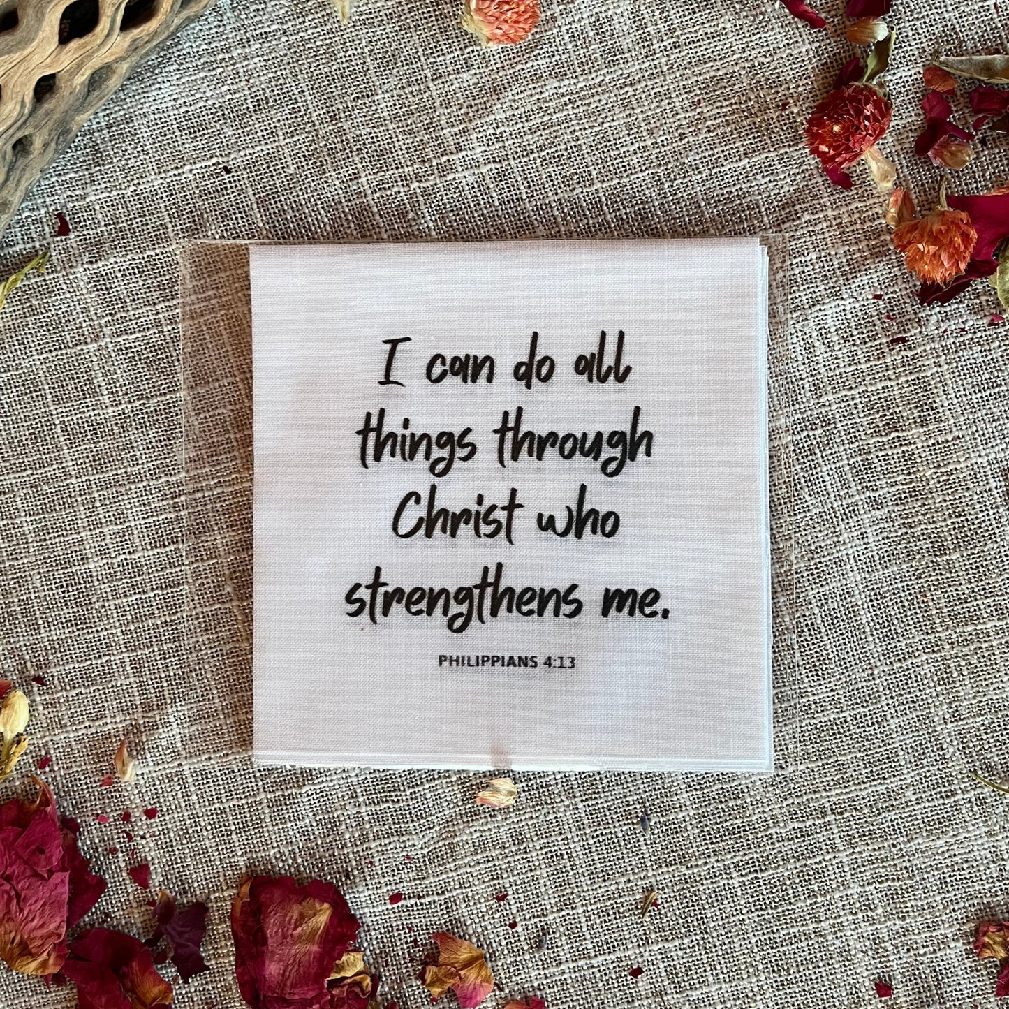 Bible Verse Fabric Charm Pack – Set of 10 Precut Quilt Squares | KJV Scripture on White Cotton