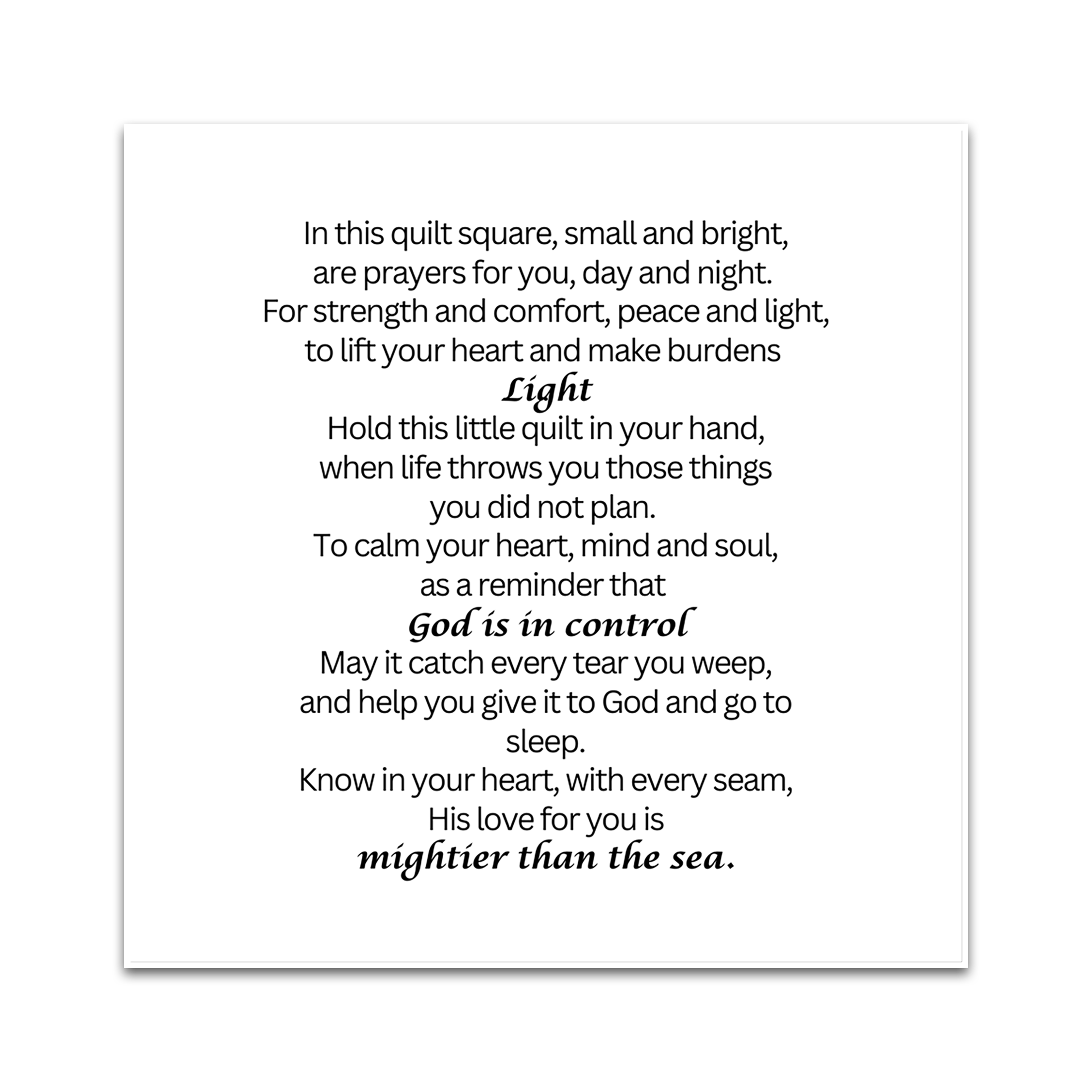 Poem Label Set of 30 Precut 3” Pocket Prayer Quilt Poem Labels – Christian Fabric ...